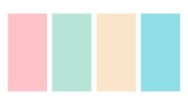 Rosewater, Spearmint, Peach, Turquoise color palette. Set of bright color palette combination in rgb hex. Color palette for ui ux design. Abstract vector illustration for your graphic design, banner, poster or landing page clipart