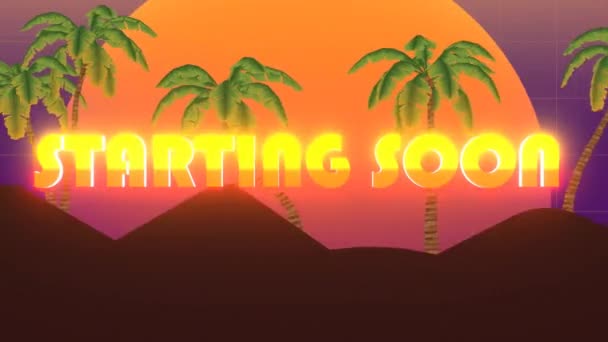 Retro Sunset Beach Live Stream Starting Soon Screen Gaming Loop — Stock Video