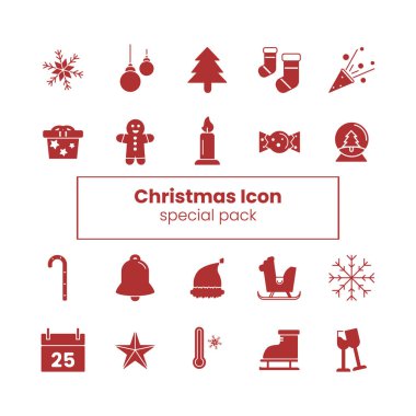 Noel Katı Kabartma Simgesi seti