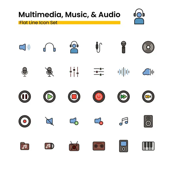 stock vector multimedia, Audio, Music and Sound Icon Set