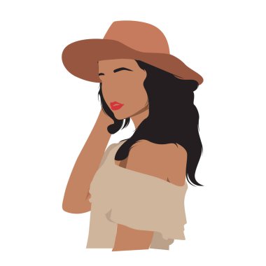 Düz minimalist illüstrasyondaki güzel Afro-Amerikan kadın