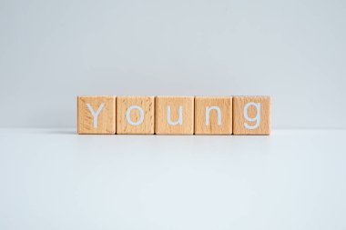 Tahta bloklar beyaz arkaplana karşı 