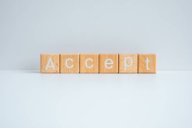 Tahta bloklar beyaz arkaplana karşı 