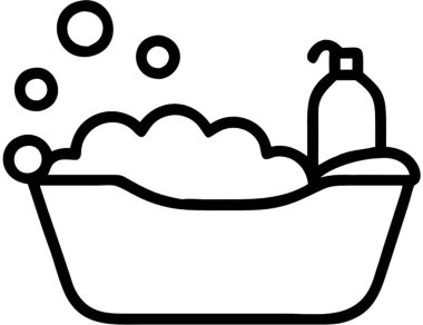 Taslak simge tarzında köpük banyosu, günlük yaşam teması.