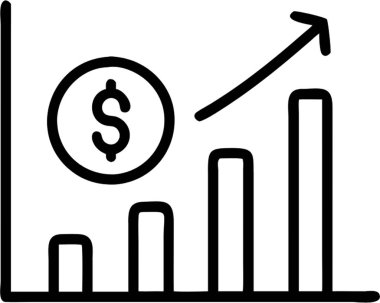 Taslak simge biçimi, iş ve finans temasına yatırım grafiği.