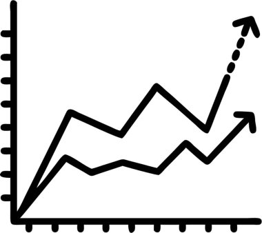 Taslak simge biçimi, iş ve finans temasında yükselen çizgi grafiği.
