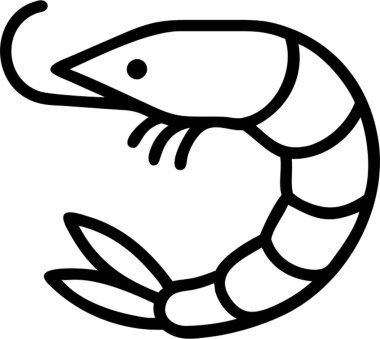 Taslak simge biçiminde karides, su hayvanları, hayvan teması.