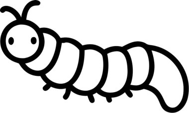 Tırtıl ana hatları simge stili, böcekler, hayvan teması.