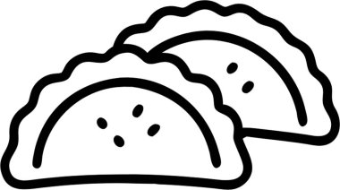 Gyoza ana hatlarıyla simge tarzında, Japon yemek temalı.