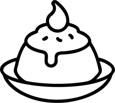 Ana hatları simge şeklinde kibrit pudingi, Japon yemek teması.