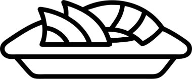 Sashimi ana hatlarıyla simge tarzında, Japon yemek teması.