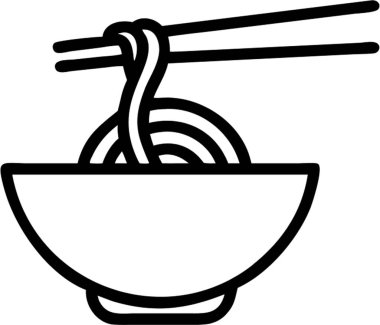 Ana hatları simge şeklinde Udon, Japon yemek teması.