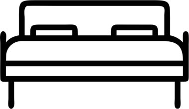 Yatak ana simge biçimi, evler ve ikametgah teması.