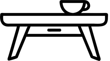 Ana simge tarzında kahve masası, evler ve ikametgah teması.