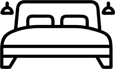 Yatak odası simge biçimi, evler ve ikametgah teması.