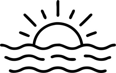 Sunrise in outline simge biçimi, hava durumu ve astronomi teması.