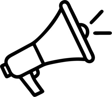 Ana simge biçimi, iletişim ve halkla ilişkiler temasında megafon.