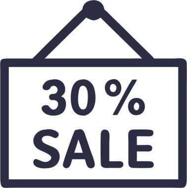 Yüzde 30 satış simgesi stili, pazarlama ve iş teması.