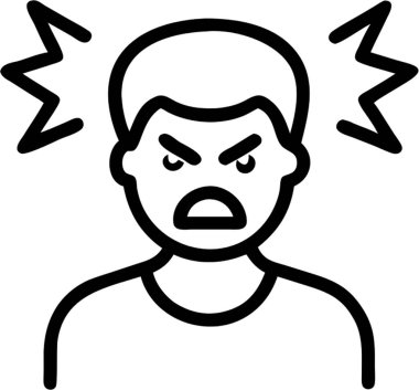 Anahat simge biçimi, duygular ve ifadeler temalı kızgın yüz adamı.