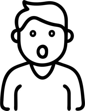 Taslak simge biçimi, duygu ve ifade temalı şaşırmış yüz adamı.