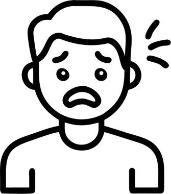 Taslak simge biçimi, duygu ve ifadeler temalı endişeli yüz adam.