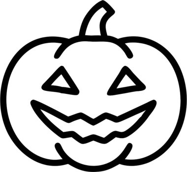 Jack o lantern in outline icon style, halloween theme. clipart