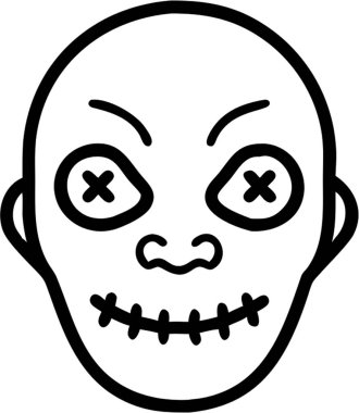 Taslak simge biçiminde ürkütücü yüz, cadılar bayramı teması.