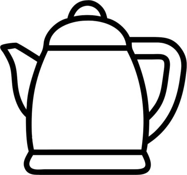 Taslak simge biçiminde çaydanlık, mutfak gereçleri teması.