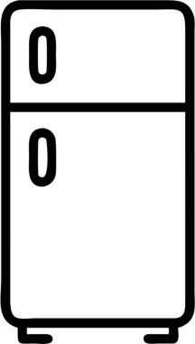 Taslak simge biçiminde buzdolabı, mutfak aletleri teması.