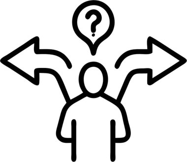 Taslak simge biçimi, yönetim ve organizasyon kategori teması ile karar verme.