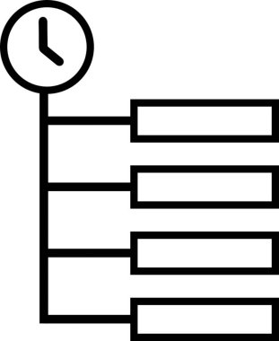 Taslak simge biçimi, yönetim ve organizasyon kategori teması içindeki proje zaman çizgisi.