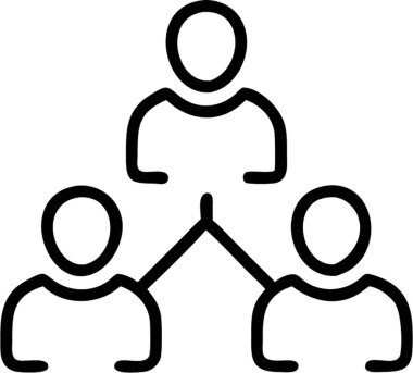 Ana simge biçimi, yönetim ve organizasyon kategori temasında takım işbirliği.