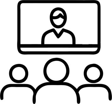 Görüntü konferansı ana simge biçimi, yönetim ve organizasyon kategori teması.