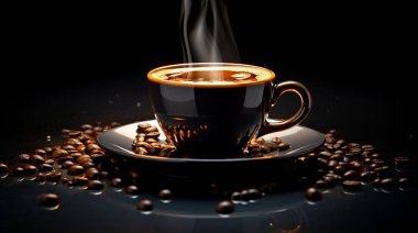 A hot cup of coffee showing the luxury of it. The photo was taken in a professional studio. clipart