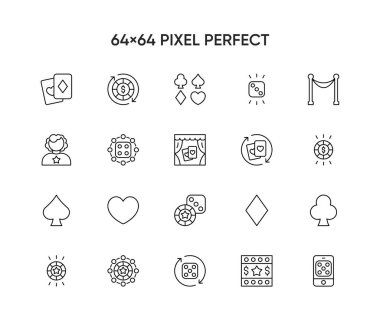 Kumar Kumarhanesi İlgili Vektör Hattı Simgeleri. Rulet, Dice, On Line Poker ve daha fazlası gibi simgeler içerir