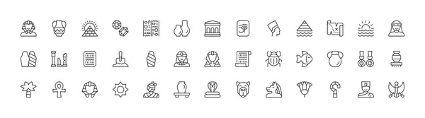 Ícones Egito Configurados Esboço Conjunto Ícones Vetoriais Egípcios Para Web — Vetor de Stock