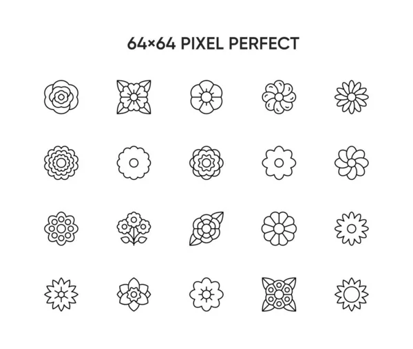 Conjunto Ícones Flores Símbolos Contorno Moda Para Aplicativos Móveis Design — Vetor de Stock