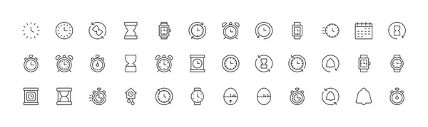 Conjunto Ícones Web Time Coleção Relógio Tempo Relógio Ícones Alarme —  Vetores de Stock