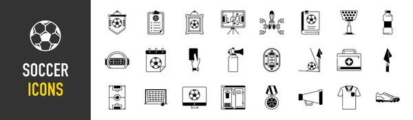 Set Football Soccer Icons Thin Style Icons Pack Vector Illustration — Stock Vector