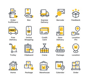 Satır Teslimat Simgeleri. Düzenlenebilir Vuruş