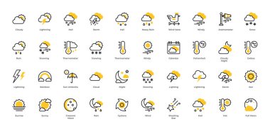 Çizgi Hava Durumu simgesi. Düzenlenebilir Vuruş