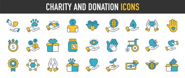 Set of charity and donation icons, icon vector illustration design