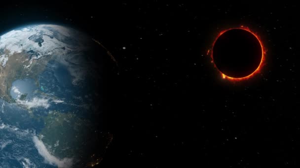 Eclipse Solar Total Visto Desde Espacio Exterior — Vídeo de stock