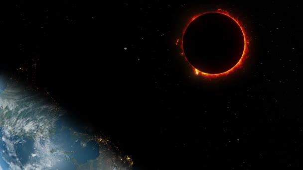 Eclipse Solar Total Visto Desde Órbita Tierra Espacio Exterior — Vídeo de stock