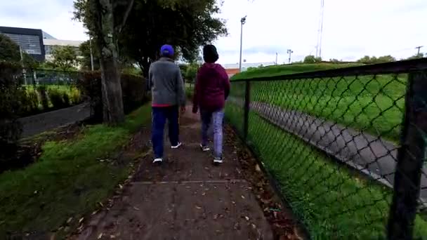 Casal Sênior Caminhando Parque Cidade — Vídeo de Stock