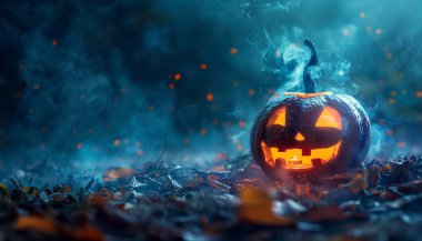  Karanlık arka plan, hafif ürkütücü duman, cadılar bayramı kavramı