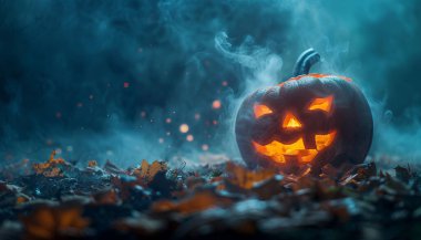  Karanlık arka plan, hafif ürkütücü duman, cadılar bayramı kavramı