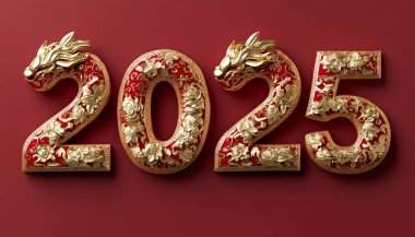 2025 Çin usulü. lüks kırmızı ve altın rengi Çin yılanı yeni yıl arkaplanı metin için kopya alanı ile
