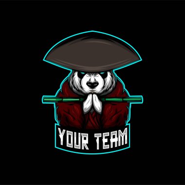 Samuray panda logosu, vektör çizimi