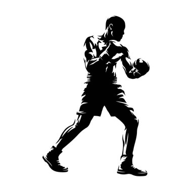 Beyaz arkaplanda boksörün izole edilmiş silueti